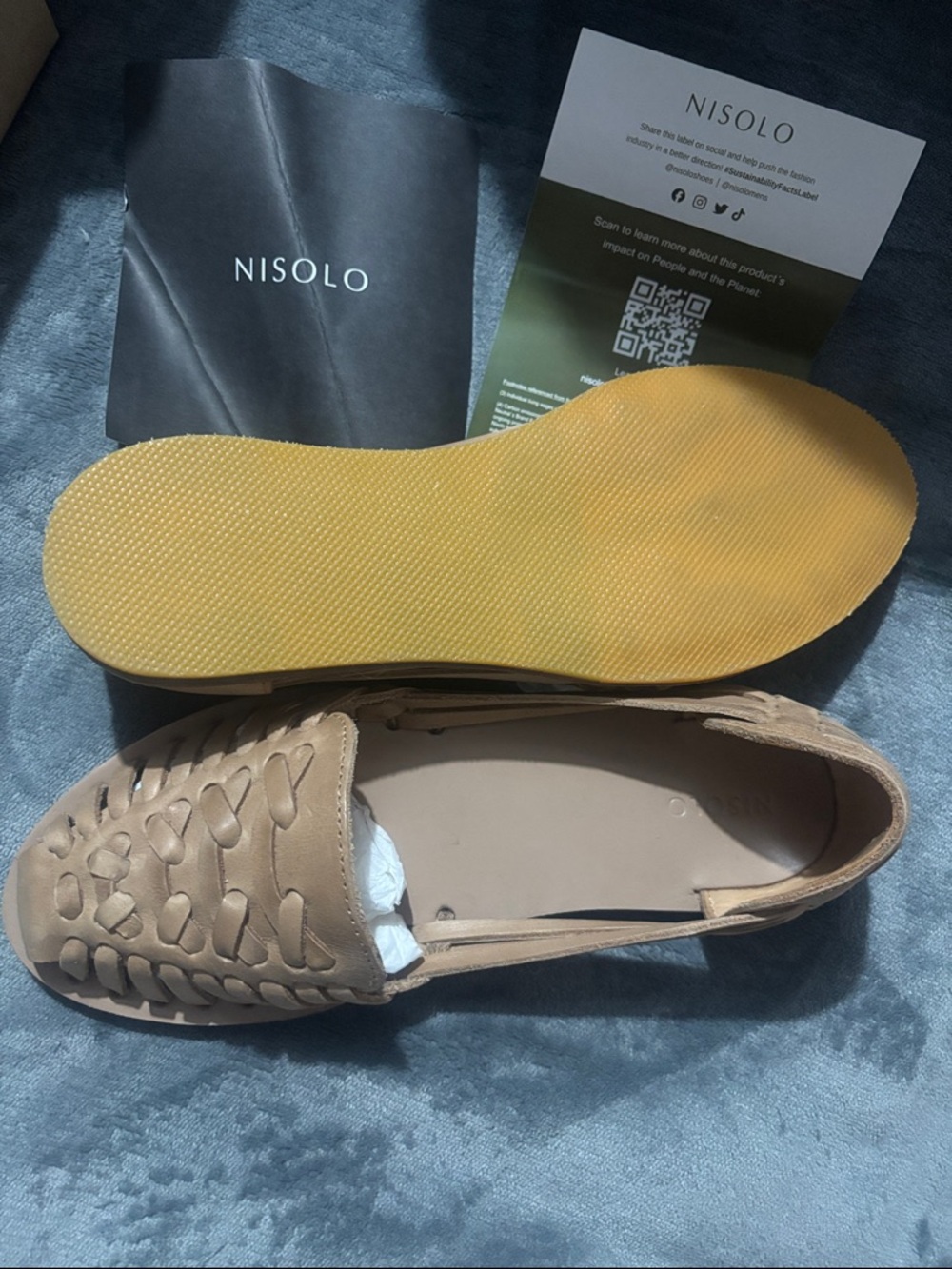 Nisolo Tan Woven Leather Slip-On Sandals - Picture 3 of 7